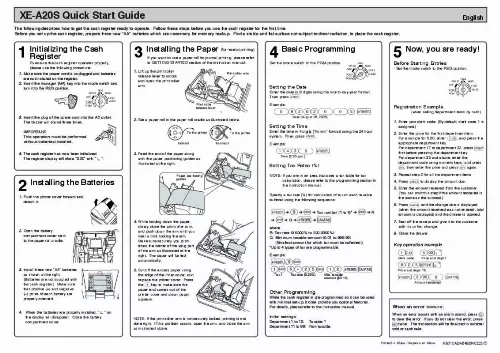 Mode d'emploi SHARP XE-A20S