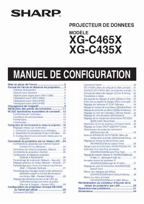 Mode d'emploi SHARP XG-C465X