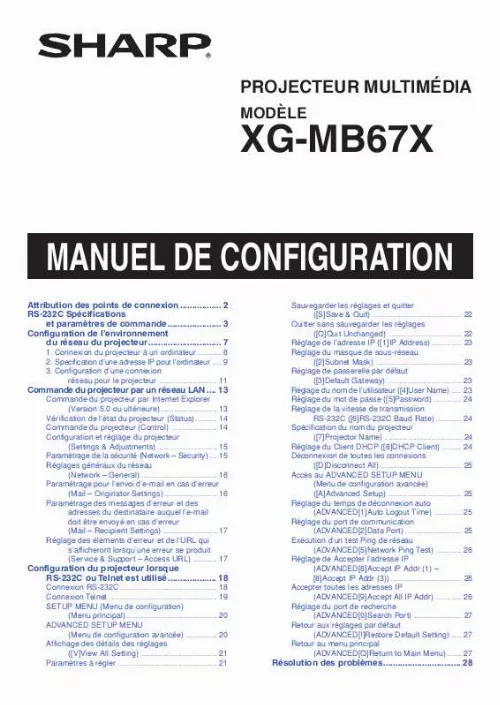 Mode d'emploi SHARP XG-MB67X