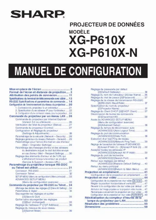 Mode d'emploi SHARP XG-P610X/P610X-N