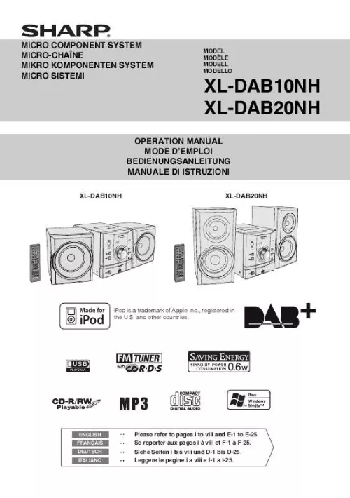 Mode d'emploi SHARP XL-DAB10NH