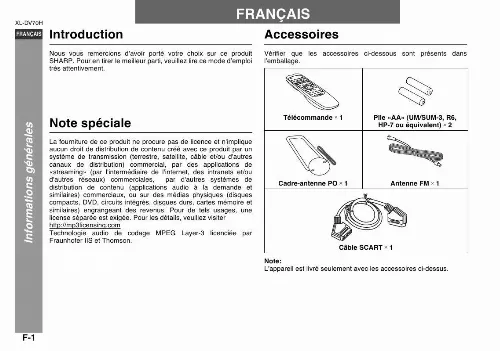 Mode d'emploi SHARP XL-DV70H