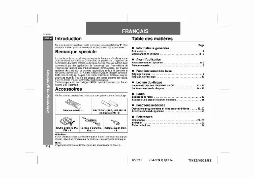 Mode d'emploi SHARP XL-MP8H