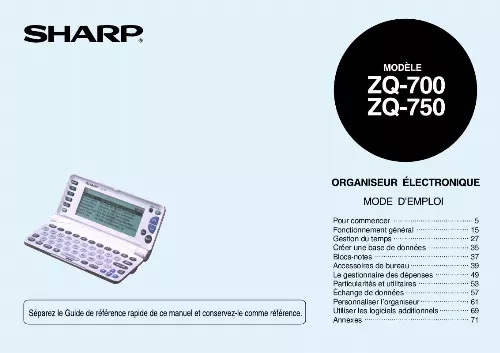 Mode d'emploi SHARP ZQ-700