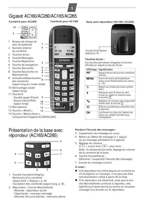 Mode d'emploi SIEMENS GIGASET AC26H