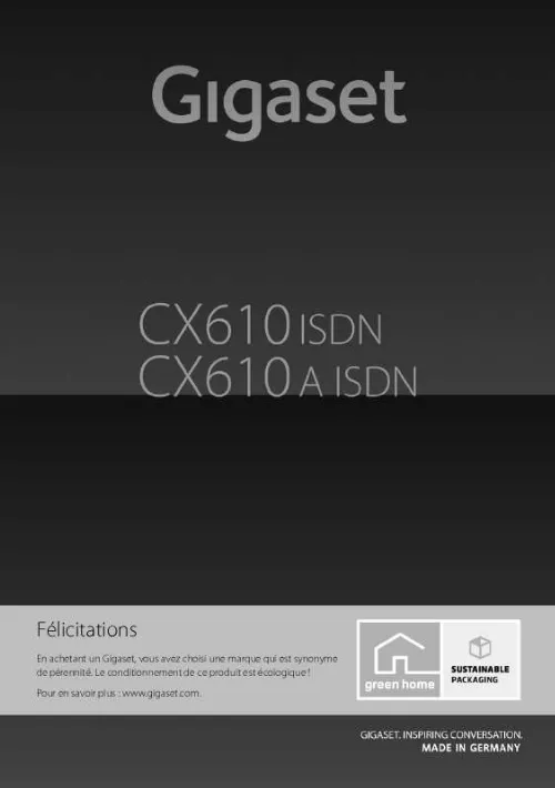 Mode d'emploi SIEMENS GIGASET CX610A ISDN