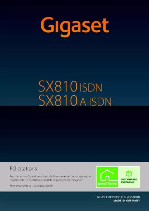 Mode d'emploi SIEMENS GIGASET SX810 ISDN