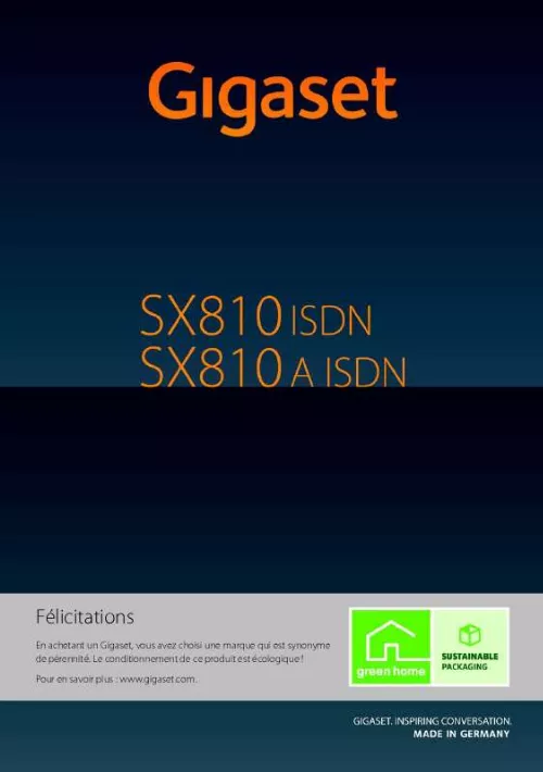 Mode d'emploi SIEMENS GIGASET SX810A ISDN