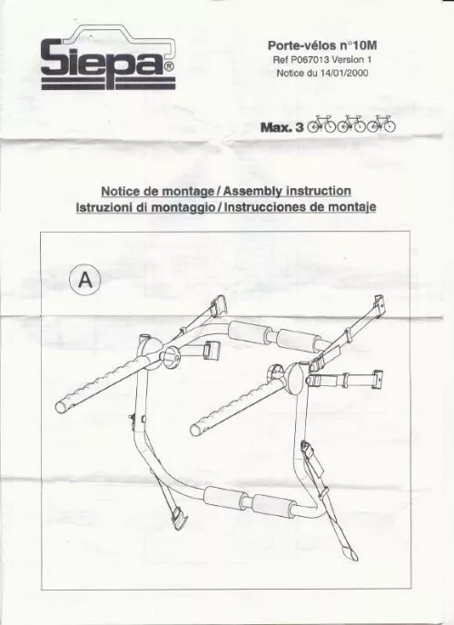 Mode d'emploi SIEPA P067013 VERSION 1