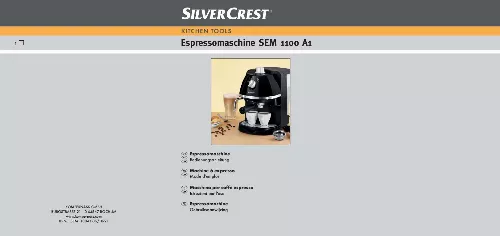 Mode d'emploi SILVERCREST SEM 1100 A1 ESPRESSO MACHINE