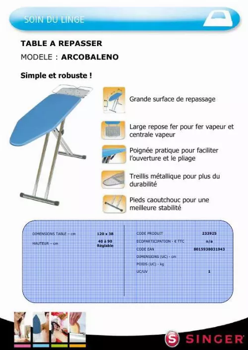 Mode d'emploi SINGER ARCOBALENO