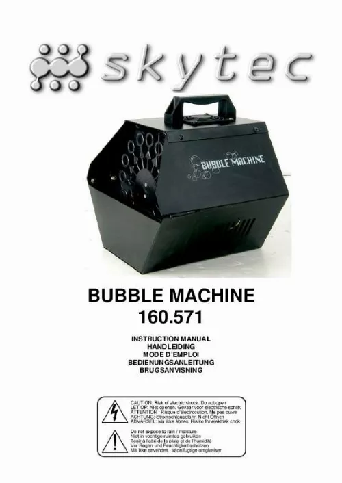 Mode d'emploi SKYTRONIC BUBBLE MACHINE 160.571