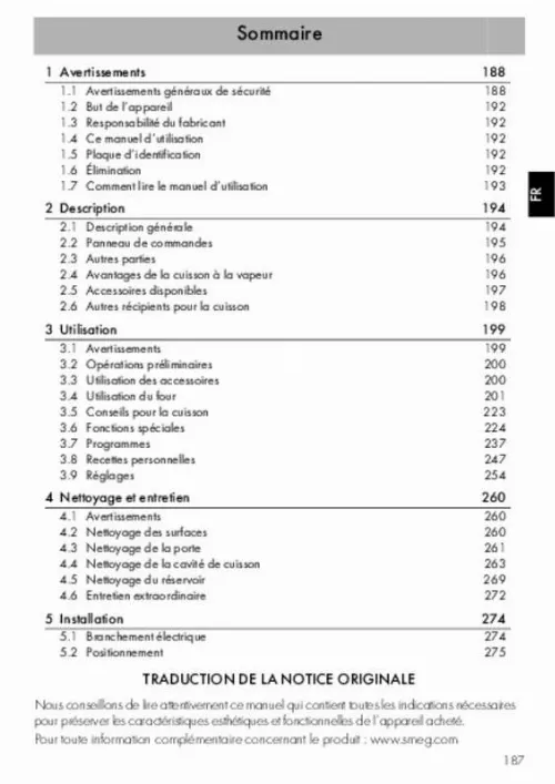 Mode d'emploi SMEG SF4395VCX1