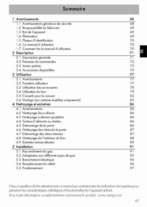 Mode d'emploi SMEG SF6341GGX