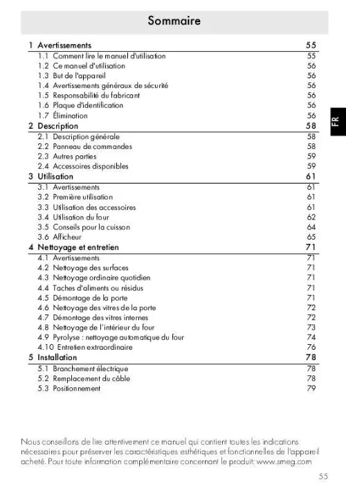 Mode d'emploi SMEG SFP105