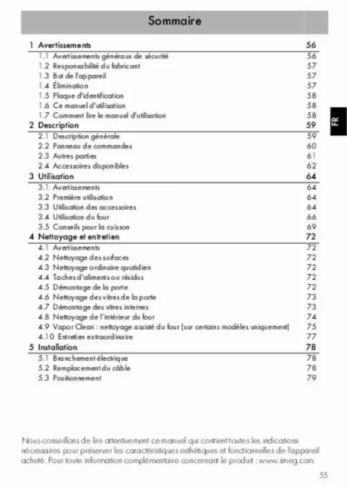 Mode d'emploi SMEG SFT568X