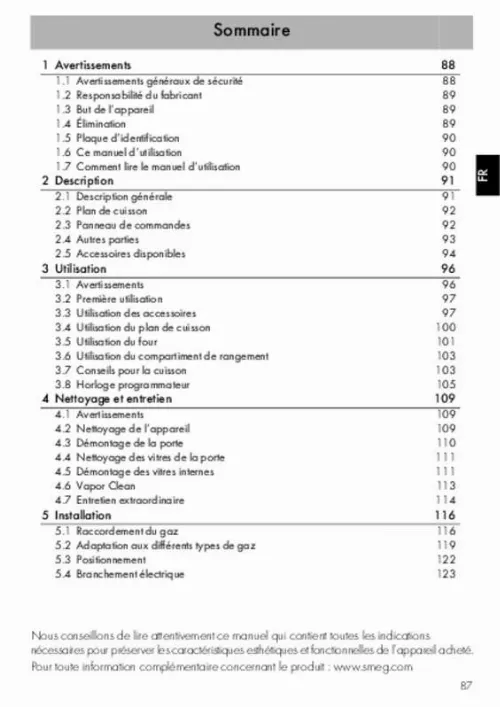 Mode d'emploi SMEG SNLK91MFA9