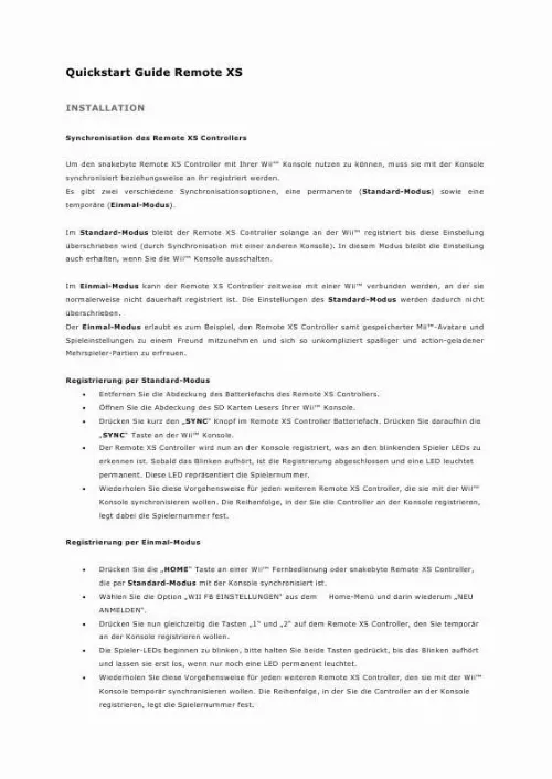 Mode d'emploi SNAKEBYTE GUIDE REMOTE XS