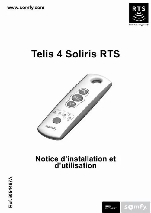 Mode d'emploi SOMFY TELIS 4 SOLIRIS RTS