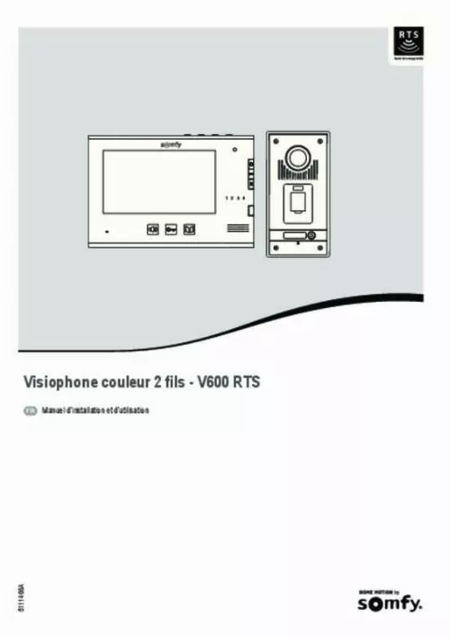 Mode d'emploi SOMFY VISIOPHONE V600 RTS