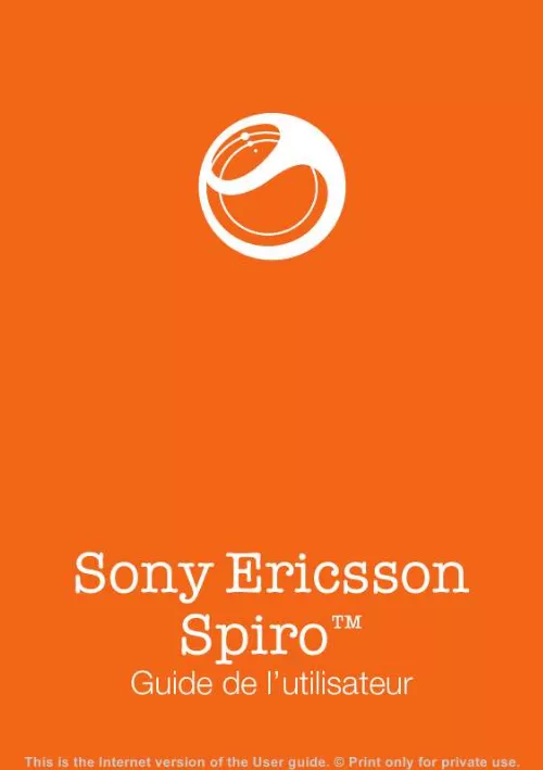 Mode d'emploi SONY ERICSSON SPIRO