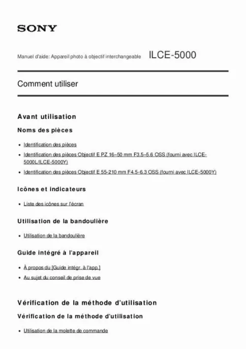 Mode d'emploi SONY A5000