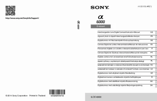 Mode d'emploi SONY A6000