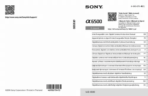 Mode d'emploi SONY A6500