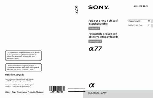 Mode d'emploi SONY A77