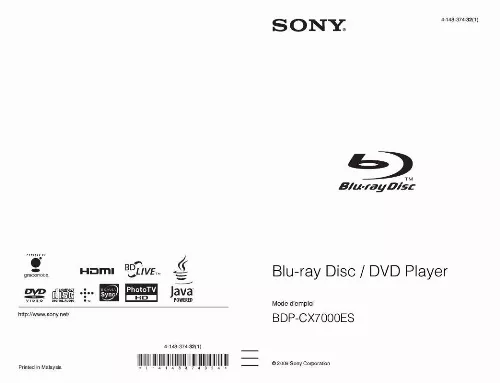 Mode d'emploi SONY BDP-CX7000ES