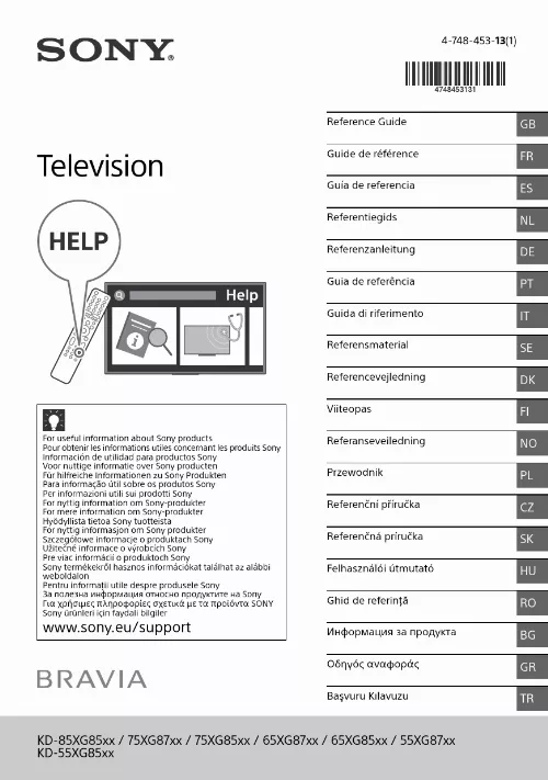 Mode d'emploi SONY BRAVIA KD85XG8596