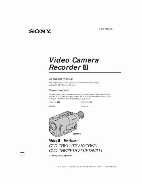 Mode d'emploi SONY CCD-TRV21