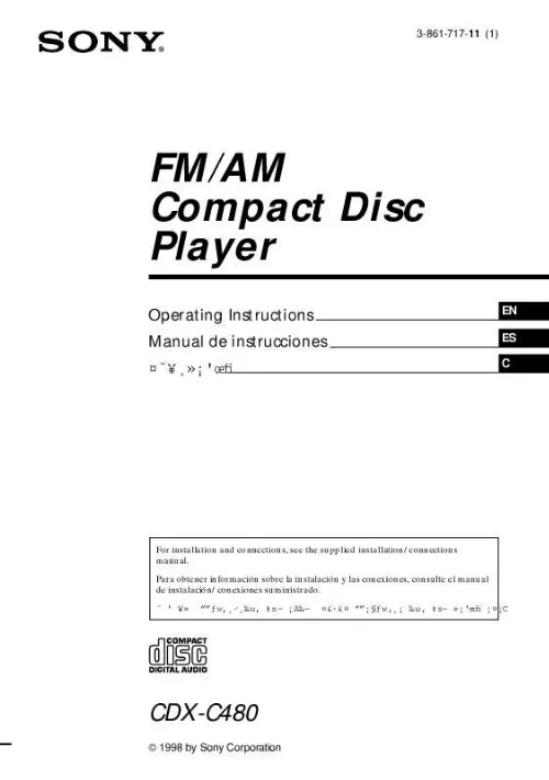 Mode d'emploi SONY CDX-C480