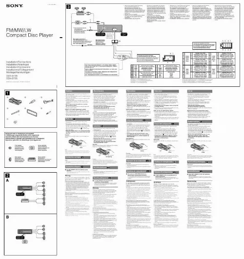 Mode d'emploi SONY CDX-GT29