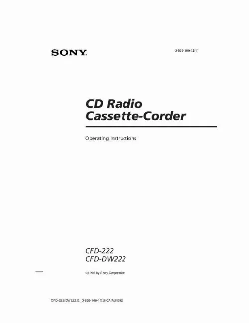 Mode d'emploi SONY CFD-DW222