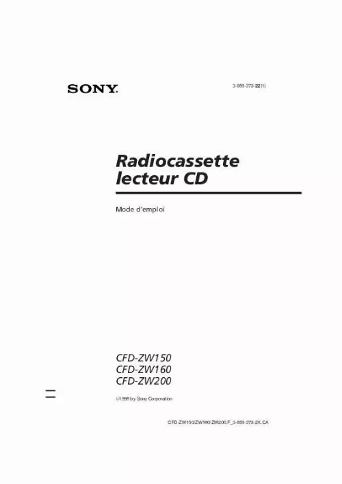 Mode d'emploi SONY CFD-ZW150