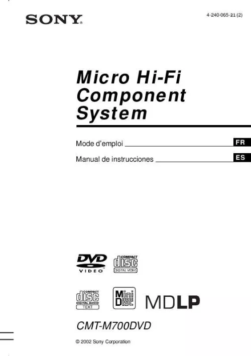 Mode d'emploi SONY CMT-M700DVD