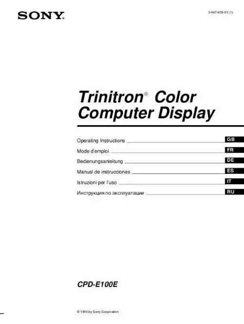 Mode d'emploi SONY CPD-E100E