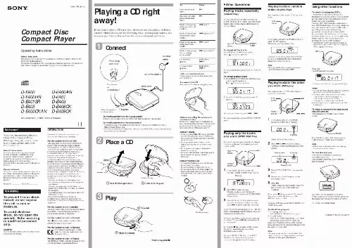 Mode d'emploi SONY D-E406CKAN