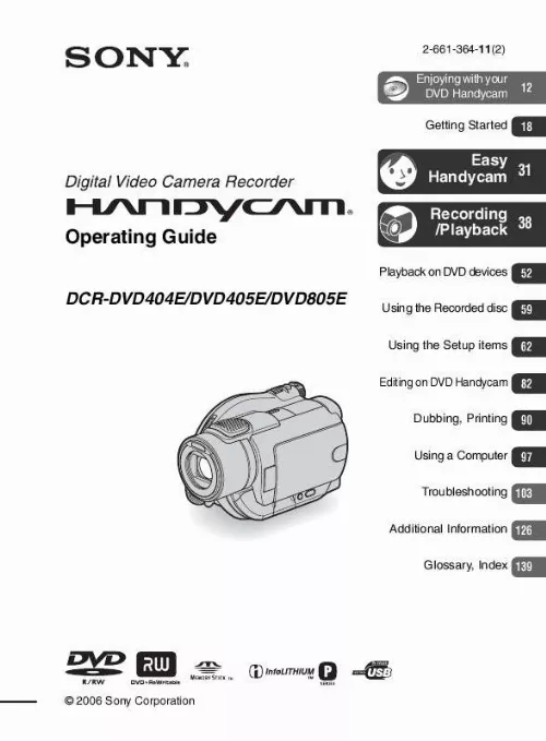 Mode d'emploi SONY DCR-DVD805E