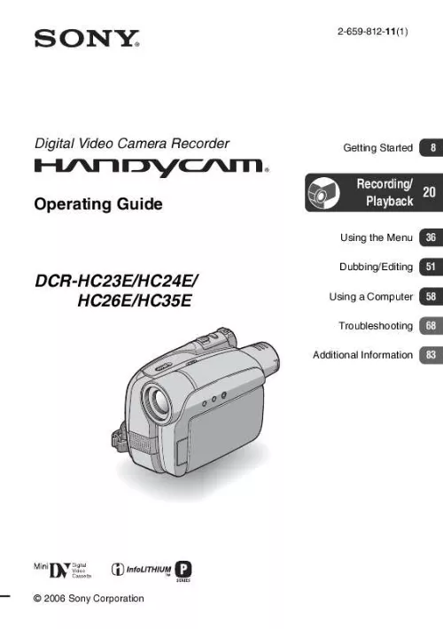 Mode d'emploi SONY DCR-HC23E