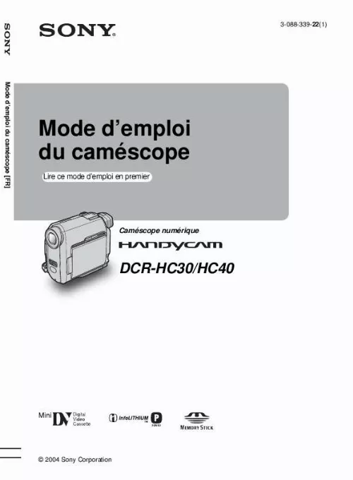 Mode d'emploi SONY DCR-HC30