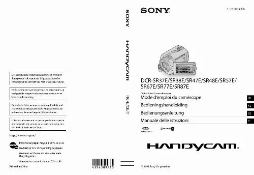 Mode d'emploi SONY DCR-SR37E