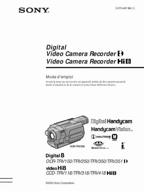 Mode d'emploi SONY DCR-TRV350