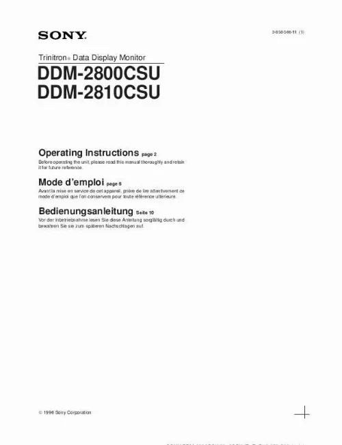 Mode d'emploi SONY DDM-2800CSU