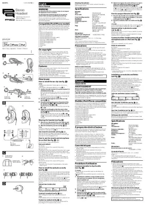 Mode d'emploi SONY DR-PQ7IP