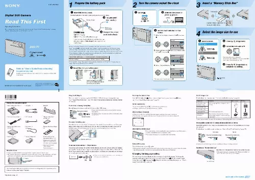 Mode d'emploi SONY CYBER-SHOT DSC-T7