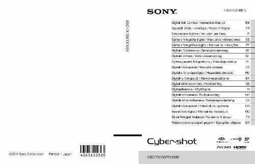 Mode d'emploi SONY CYBER-SHOT DSC-TX100V