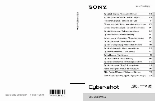 Mode d'emploi SONY CYBERSHOT DSC-W650