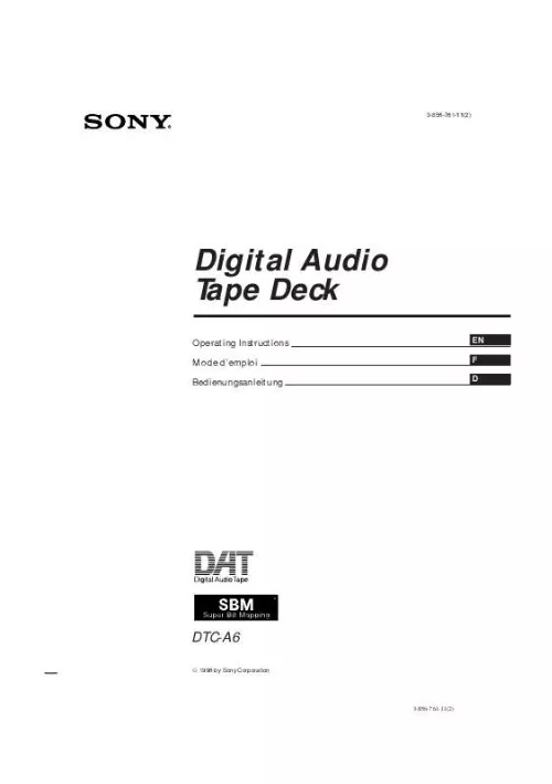 Mode d'emploi SONY DTC-A6